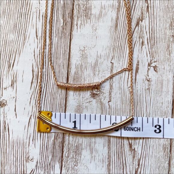 The Limited Two Row Layered Necklace Rose Gold Tone Tube Bar Pendant New - Picture 8 of 9